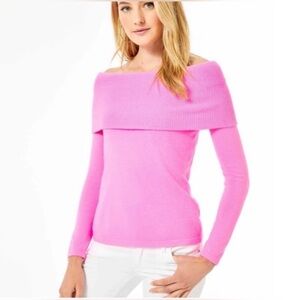 Lilly Pulitzer Pink Christin Off the Shoulder Sweater Size M Cashmere Blend
